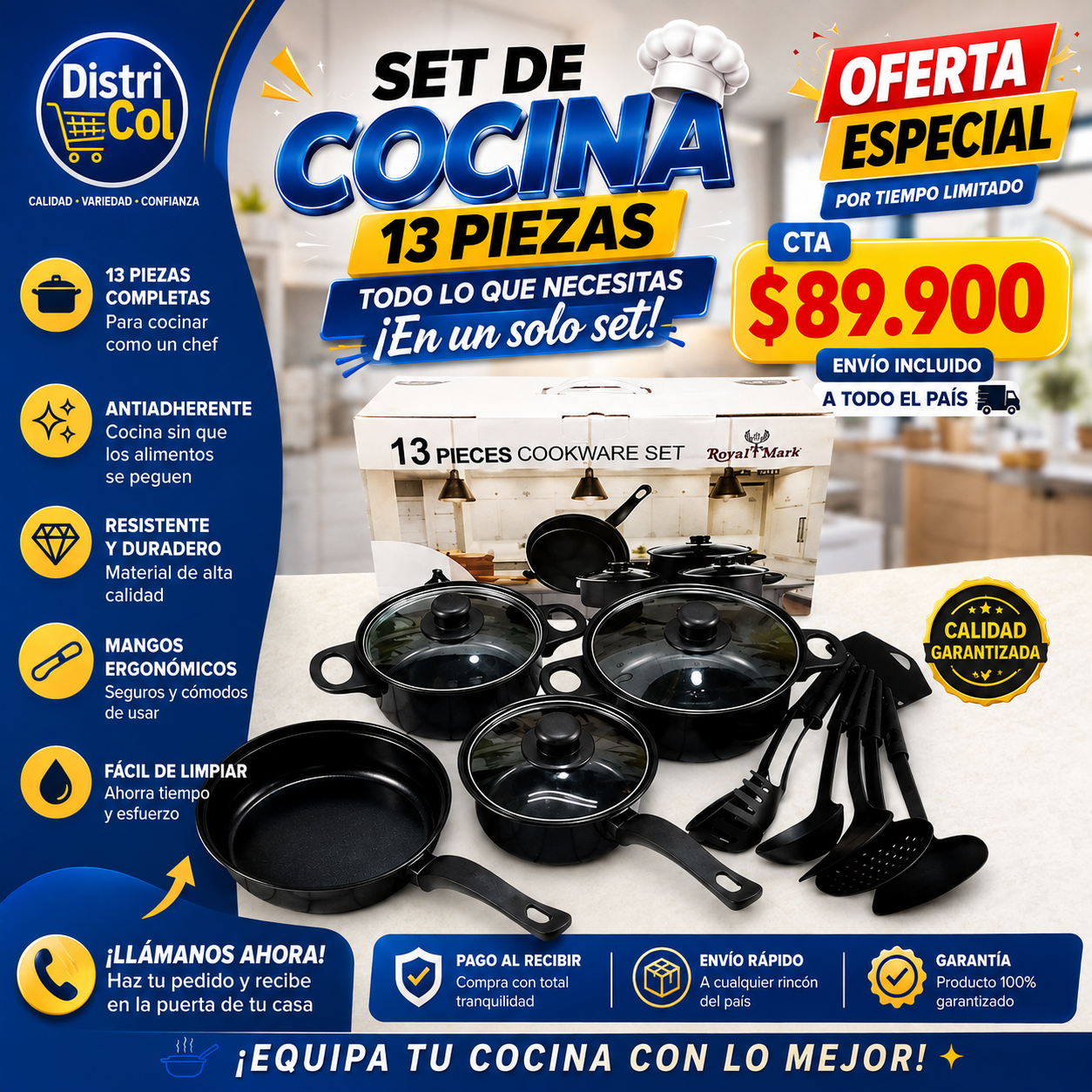 Set de Cocina 13 Piezas Royal Mark - Antiadherente