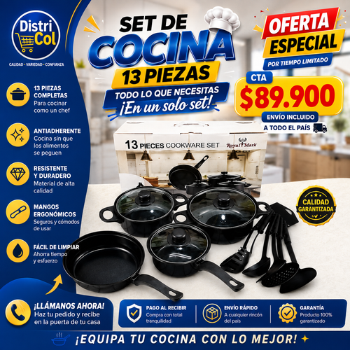 Set de Cocina 13 Piezas Royal Mark - Antiadherente